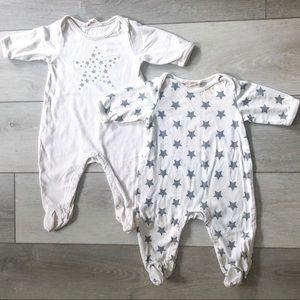 Two Baby Gap Cotton Pajamas w/Feet - 0-3 Months